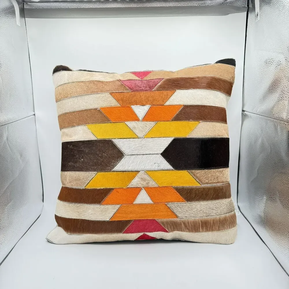 Southwest Solar Real Cowhide Patchwork Pillow World Market READ